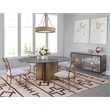 Symmetry Oval Glass Top Dining Table with Wood Base in Bronze