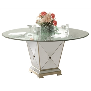 bassett mirror borghese wood round dining table in silver