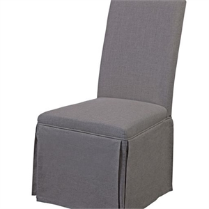 slip cover parson dining chair in gray linen fabric
