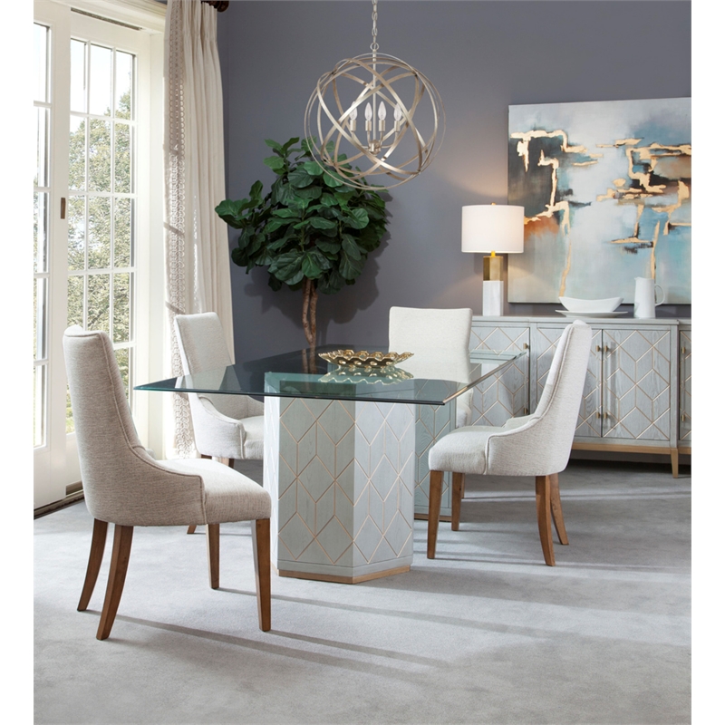 Perrine Wood 4-Door Server in Soft Graphite Gray