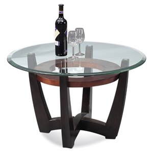 bassett mirror elation wood round cocktail table in copper and espresso