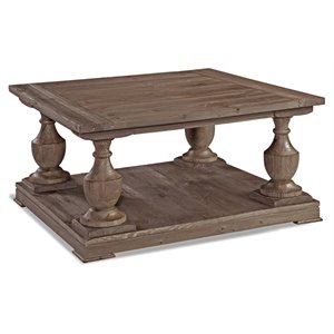 hitchcock wooden square cocktail table in smoked barnwood brown