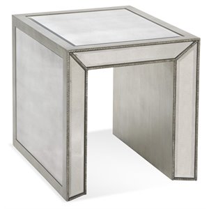 bassett mirror murano wood rectangle end table in antique mirrored