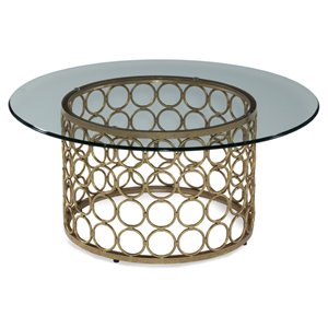 bassett mirror carnaby metal round cocktail table in lux gold