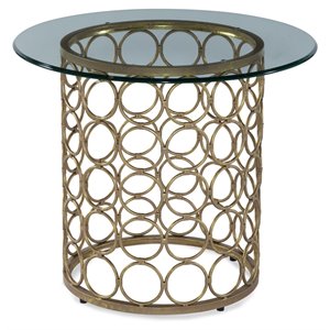 bassett mirror carnaby metal round end table in lux gold
