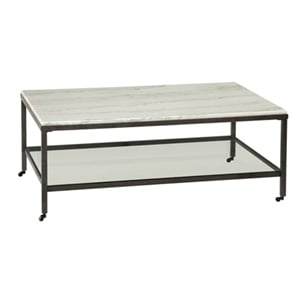 Whitman Marble Rectangular Cocktail Table in Bronze and Ivory Marble