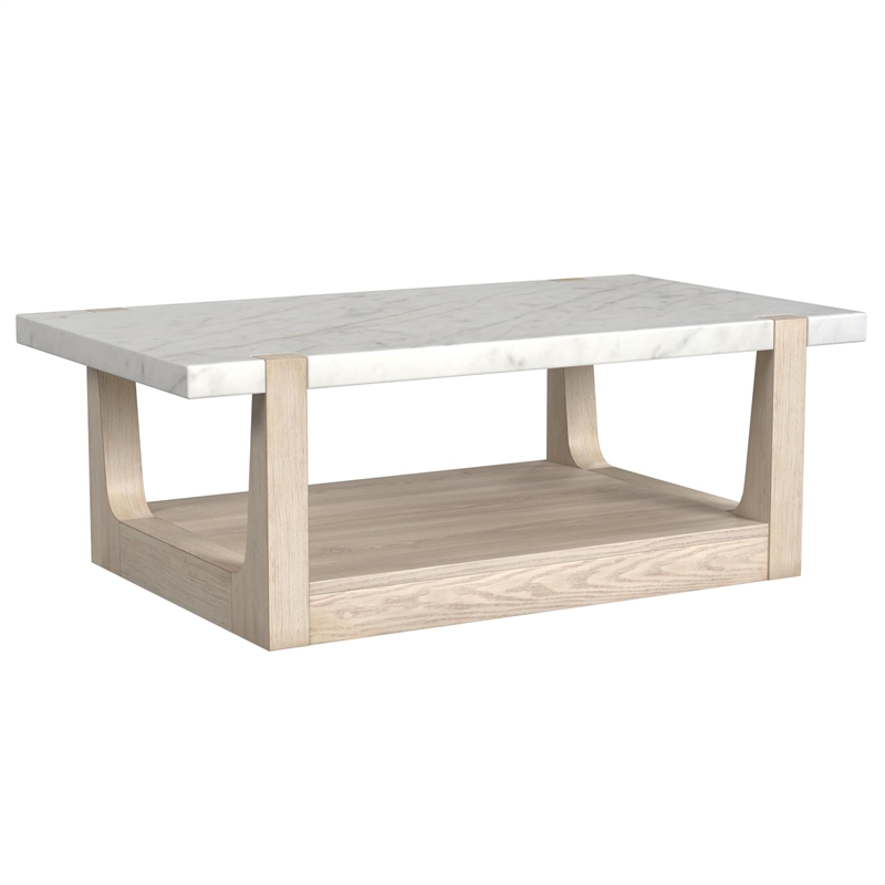 Whitman Marble Rectangular Cocktail Table in Bronze and Ivory Marble