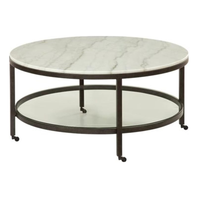 Whitman Marble Round Modern Cocktail Table in Bronze