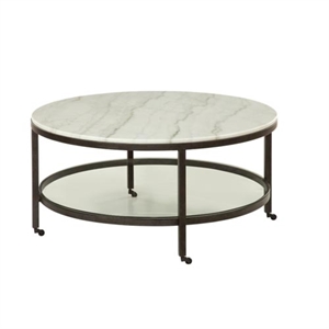Whitman Marble Round Modern Cocktail Table in Bronze