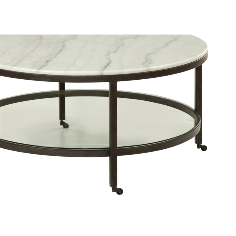 Whitman Marble Round Modern Cocktail Table in Bronze