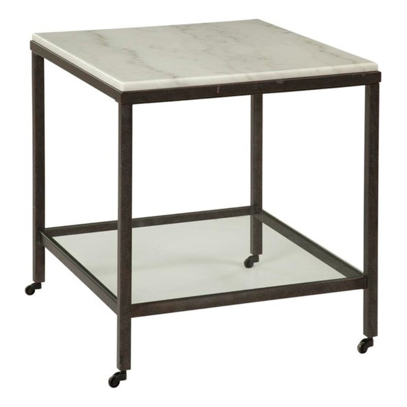 Bassett Mirror Whitman Marble Rectangular End Table in Bronze