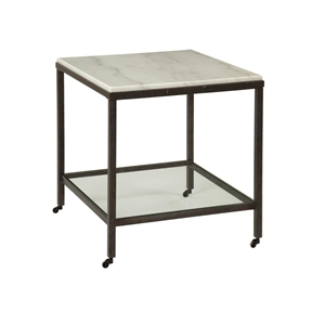 Bassett Mirror Whitman Marble Rectangular End Table in Bronze