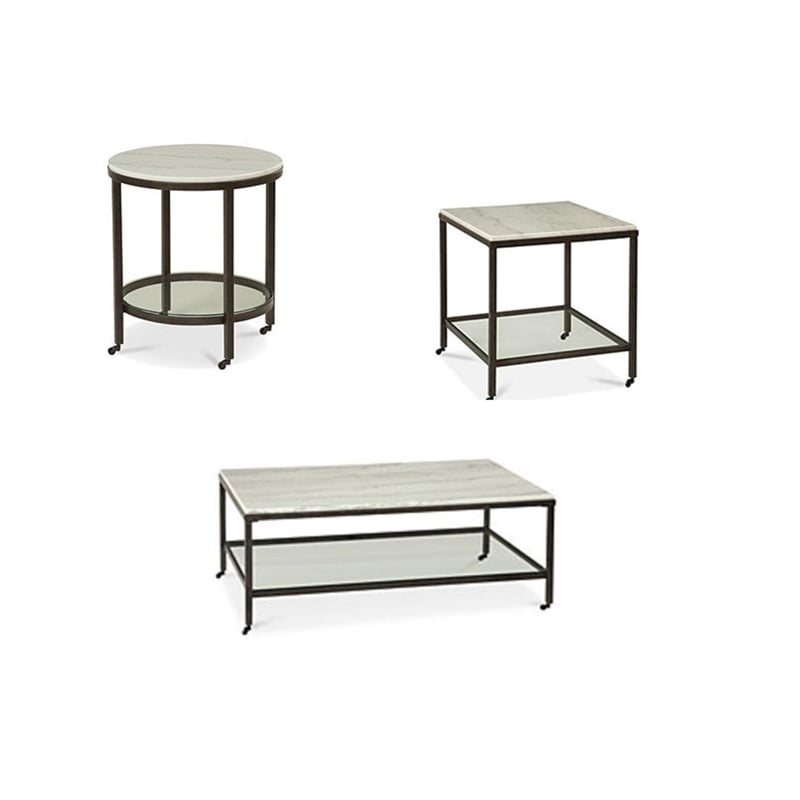 Bassett Mirror Whitman Marble Rectangular End Table in Bronze