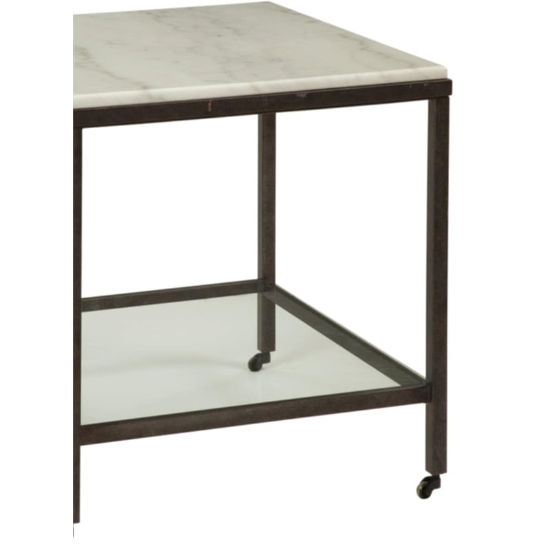 Bassett Mirror Whitman Marble Rectangular End Table in Bronze