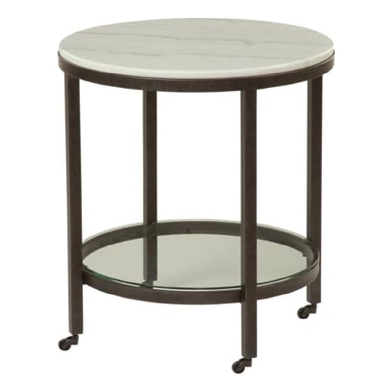 Whitman White Marble Round End Table