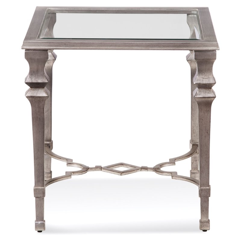 Sylvia Metal Square End Table in Silver Leaf Cymax Business