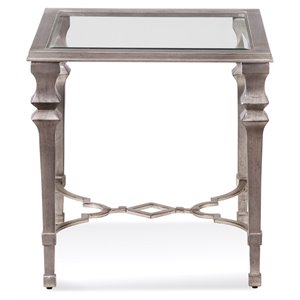 bassett mirror sylvia metal square end table in silver leaf