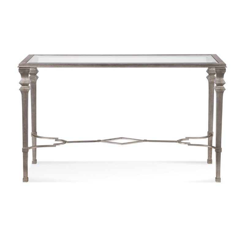 Sylvia Metal Console Table in Silver Leaf Cymax Business