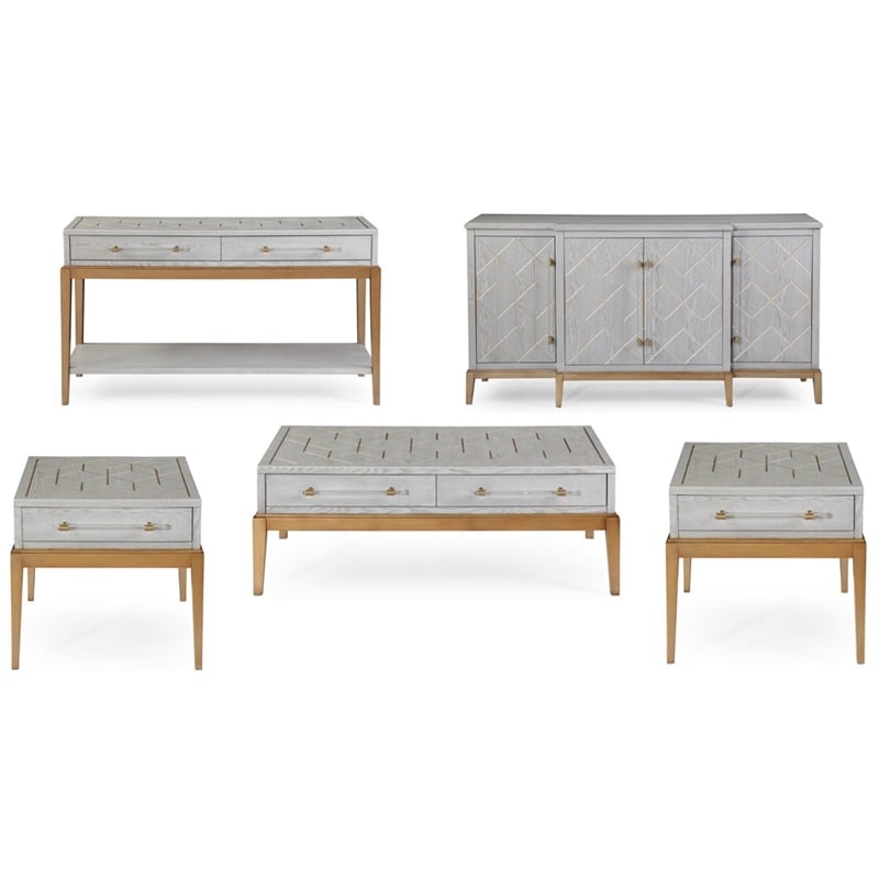 Perrine Wood Rectangular Cocktail Table in Soft Graphite Gray