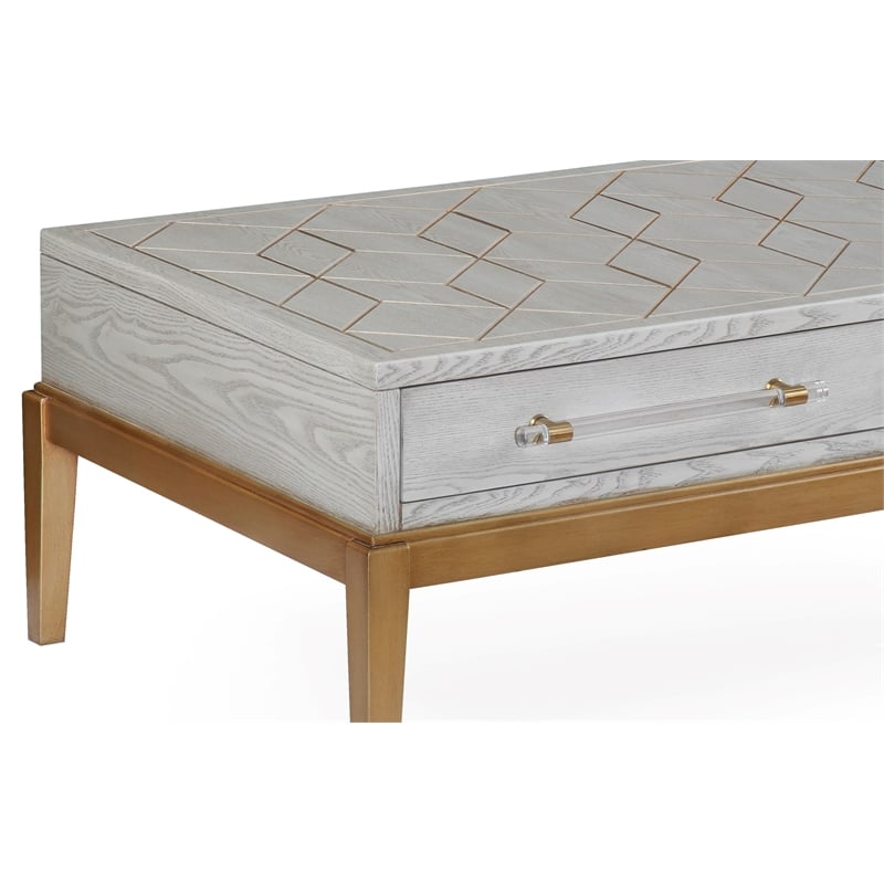 Perrine Wood Rectangular Cocktail Table in Soft Graphite Gray
