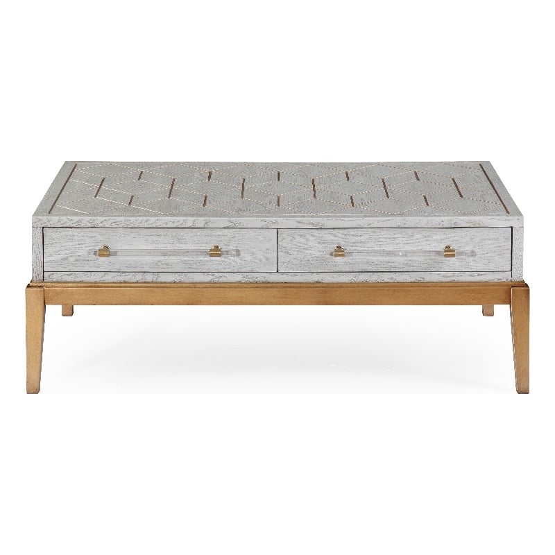 Perrine Wood Rectangular Cocktail Table in Soft Graphite Gray