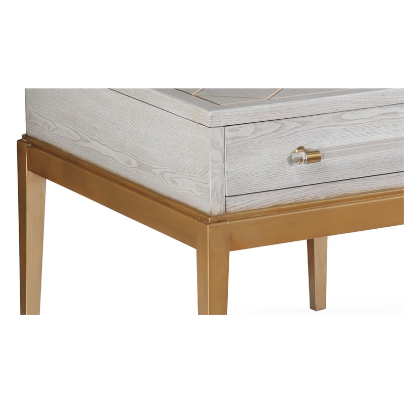 Perrine Wood Rectangular End Table in Soft Graphite Gray
