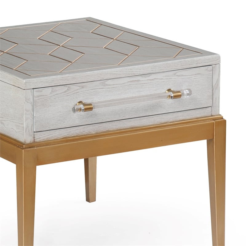 Perrine Wood Rectangular End Table in Soft Graphite Gray