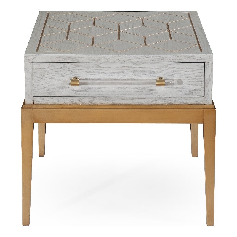 Perrine Wood Rectangular End Table in Soft Graphite Gray