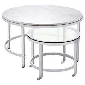 bassett mirror jadyn metal round cocktail table in polished chrome