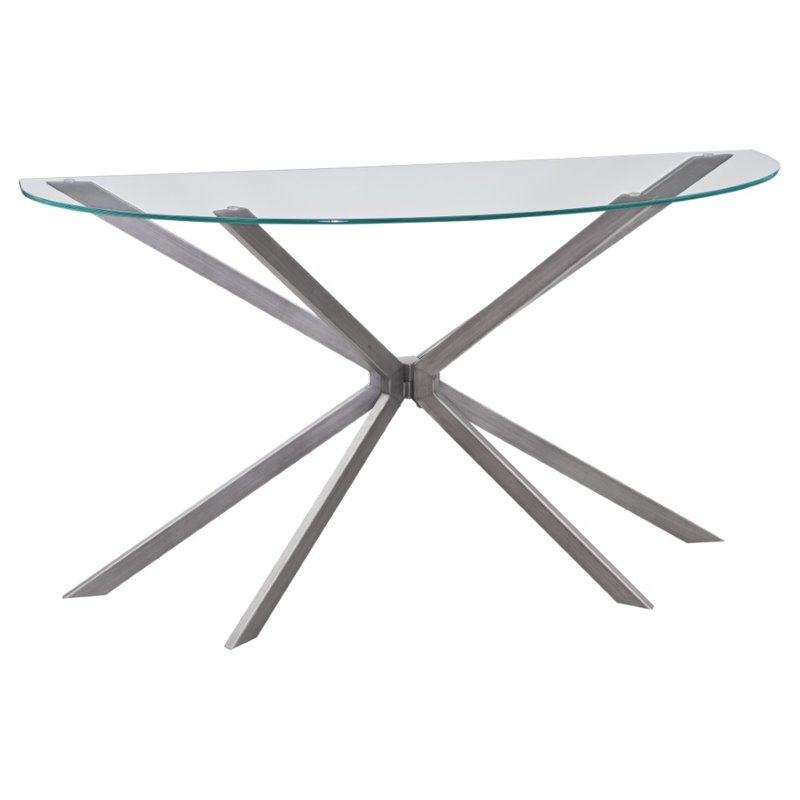 Bassett Mirror Deen Metal Console Table in Gunmetal Gray