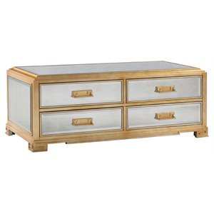 alcott rectangular wood cocktail table in gold leaf