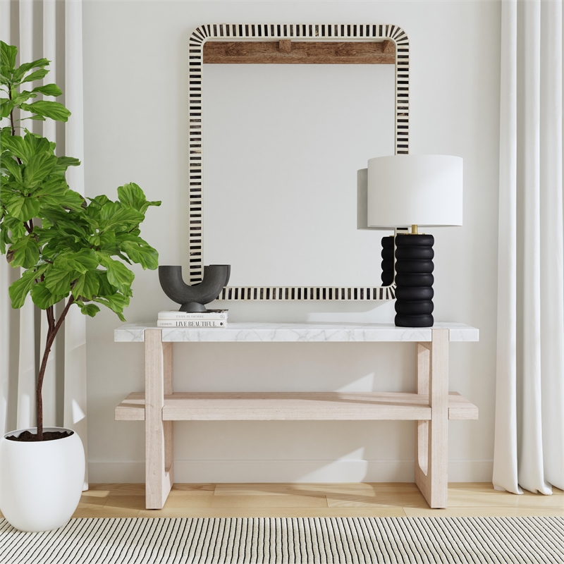 Newport Marble Console Table in Sun-Bleached Ash Brown