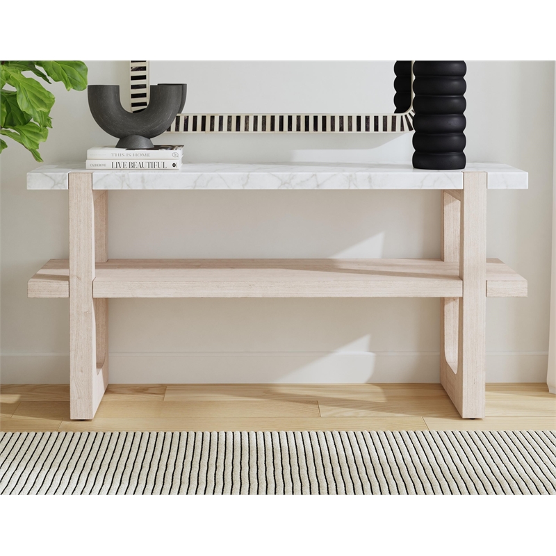 Newport Marble Console Table in Sun-Bleached Ash Brown