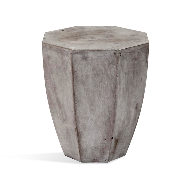 Babaloo Concrete Stone Octagonal End Table in Gray