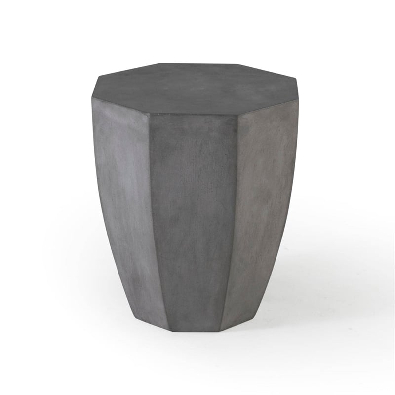 Babaloo Concrete Stone Octagonal End Table in Gray