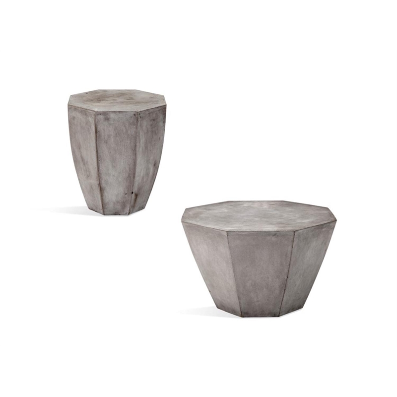 Babaloo Concrete Stone Octagonal End Table in Gray