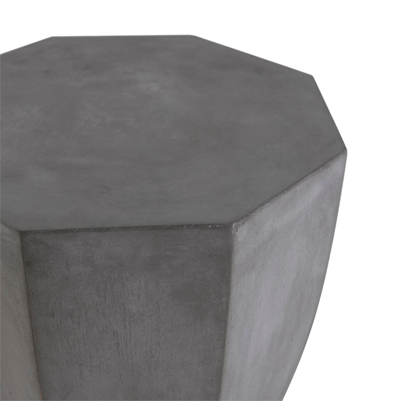 Babaloo Concrete Stone Octagonal End Table in Gray
