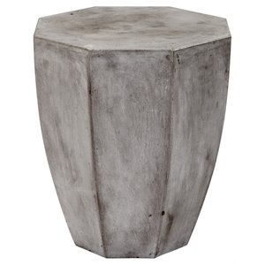 babaloo concrete stone octagonal end table in gray