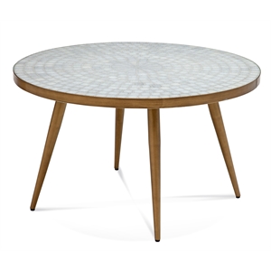 bassett mirror kemira marble round cocktail table in white