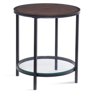 sandhurst wood round end table in gunmetal black