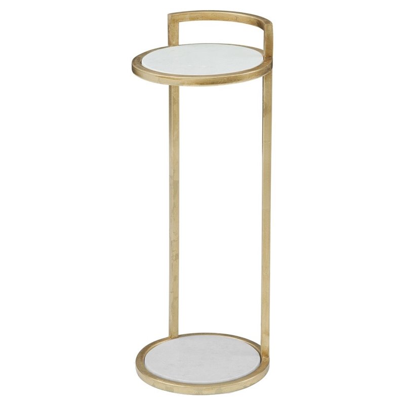Bassett Mirror Surrey Marble Scatter Table in Gold Leaf and White