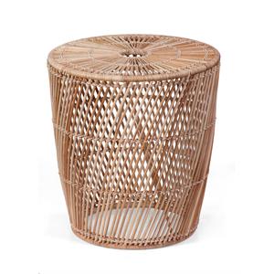 aleyna round end table in brown wicker/rattan