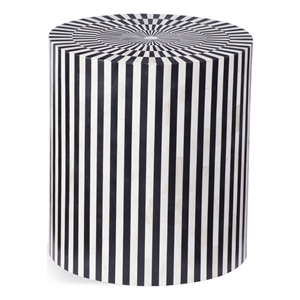 Teague Wood and Bone Accent Table in Black