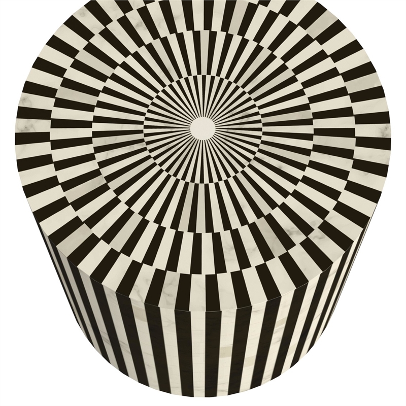 Teague Wood and Bone Accent Table in Black