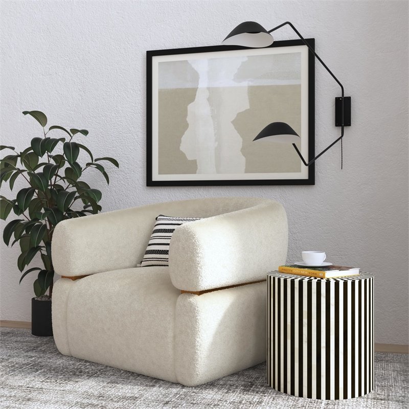 Teague Wood and Bone Accent Table in Black