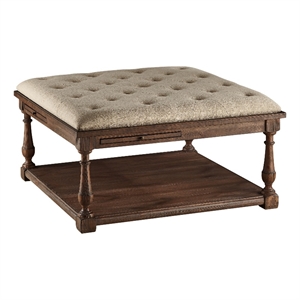 pemberton brown upholstered ottoman wood cocktail table