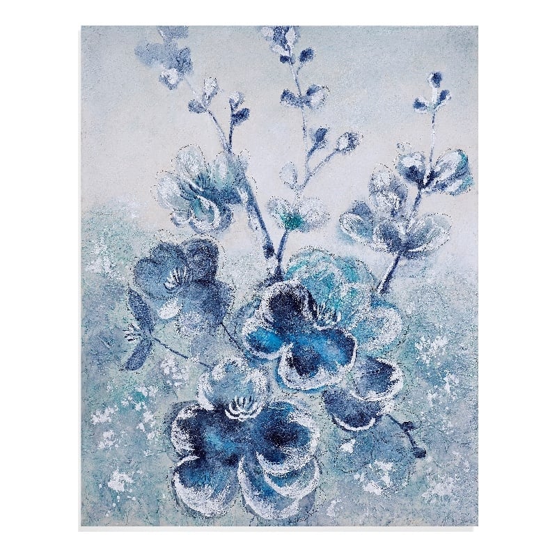 Blue Blooms on Canvas Fabric in Blue