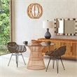 Ryanne Arm Chair in Brown Rattan with Metal Base