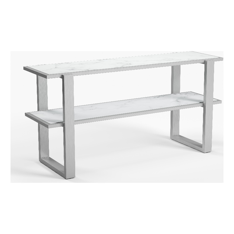 Hessie Wood and Marble Console Table in Silver