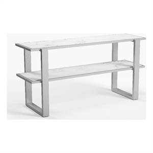 hessie wood and marble console table in silver